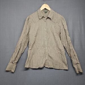 Ralph Lauren Jeans Company Shirt Top Womens Large Brown Gingham Snap Western Vtg